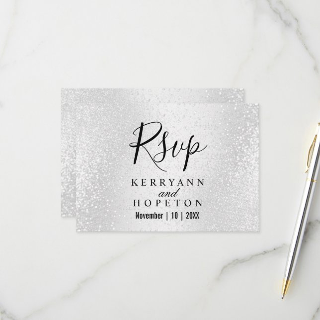 Schöner weißer Glitzer - UAWG RSVP Karte (Vorderseite/Rückseite Beispiel)
