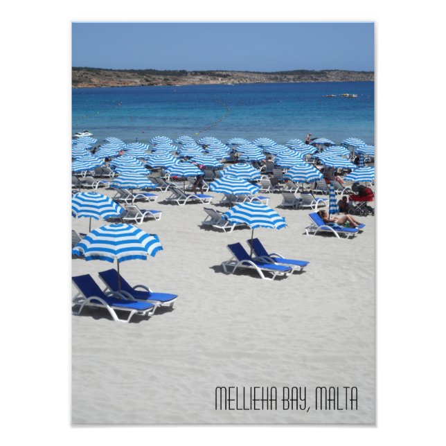 Schöner weißer Sandstrand Mellieha Bay Malta Fotodruck (Vorne)