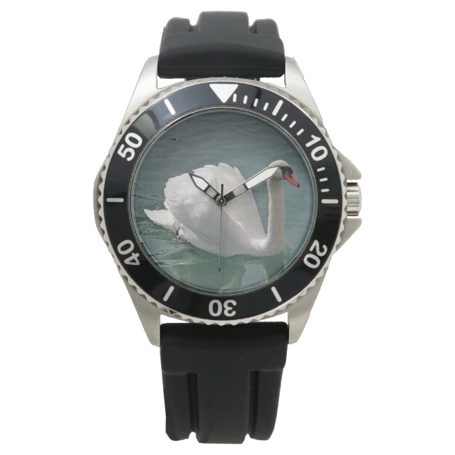 Schöner weißer Schwan Armbanduhr (Vorderseite)