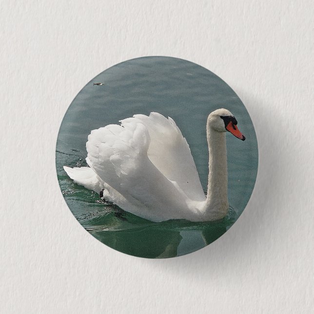 Schöner weißer Schwan Button (Vorderseite)