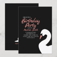 Schöner weißer Schwan Geburtstag Einladung