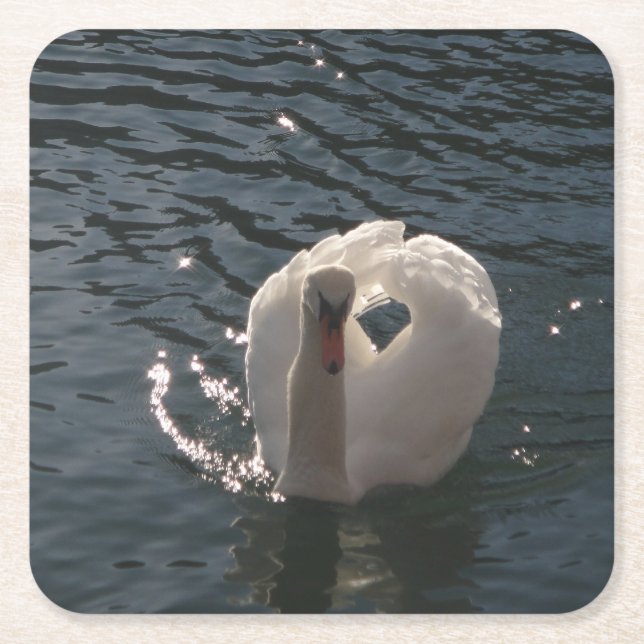 Schöner weißer Schwan Rechteckiger Pappuntersetzer (Vorderseite)