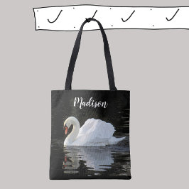 Schöner weißer Schwan, Reflexionen, Ihr Name Tasche