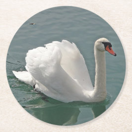 Schöner weißer Schwan Runder Pappuntersetzer
