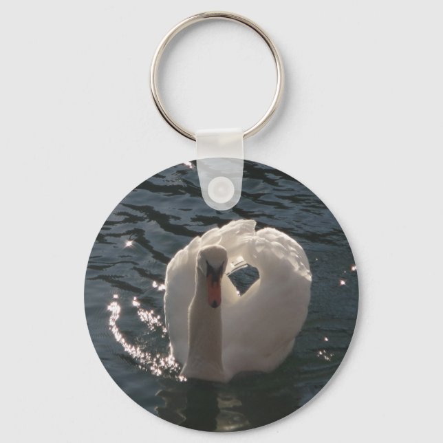 Schöner weißer Schwan Schlüsselanhänger (Vorderseite)