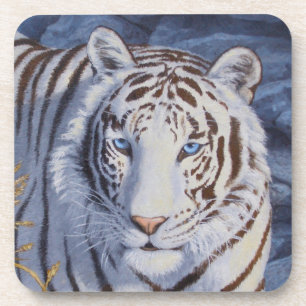 Schöner weißer Tiger mit kristallblauen Augen Getränkeuntersetzer