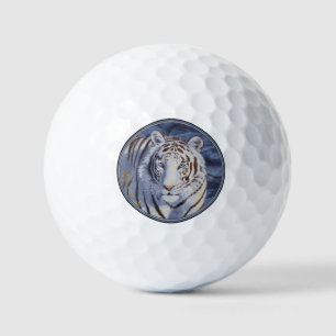 Schöner weißer Tiger mit kristallblauen Augen Golfball