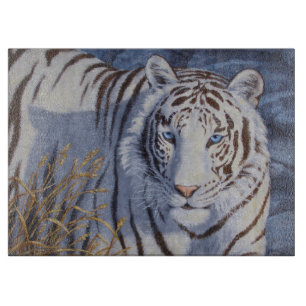 Schöner weißer Tiger mit kristallblauen Augen Schneidebrett