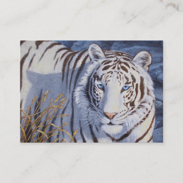 Schöner weißer Tiger mit kristallblauen Augen Visitenkarte (Vorderseite)