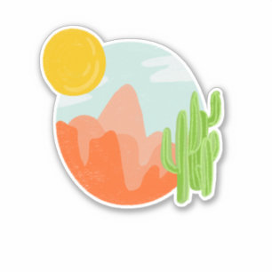 Schöner Westen - Rote Berge Cacti und Sun Land Aufkleber