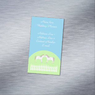 Schöner White Wedding Horses Wedding Planer Magnetische Visitenkarte