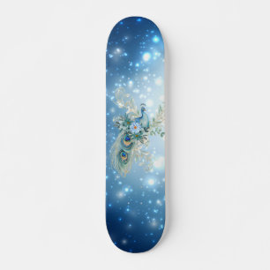 Schöner Winter Blue Floral Peacock Skateboard