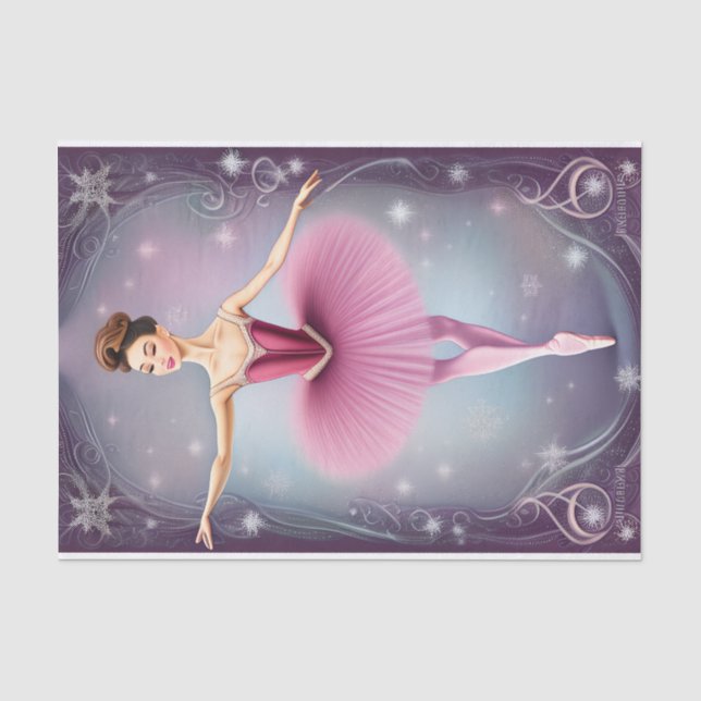 Schöner Winter Brünett Ballerina Rosa Lila Seidenpapier (Vorderseite)