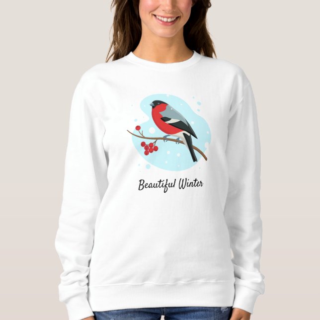Schöner Winter Bullfinch Sweatshirt (Vorderseite)
