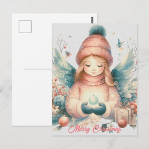 Schöner Winterengel inmitten der Natur im Norden Postkarte