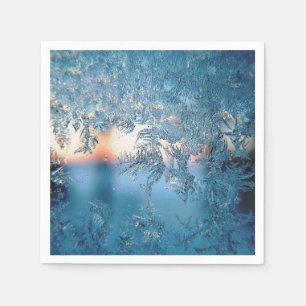 Schöner Winterfrostglas-Foto Serviette