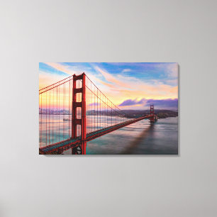 Schöner Wintersonnenuntergang bei Golden gate Leinwanddruck