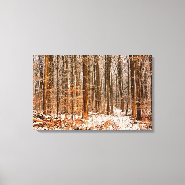 Schöner Winterwald mit Schnee Leinwanddruck (Vorderseite)