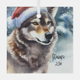 Schöner Wolf im Schnee Ornament Aus Glas