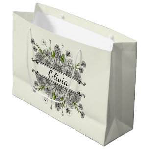 Schöner zeichn von Schwarz-Weiß-Blume Große Geschenktüte