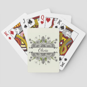 Schöner zeichn von Schwarz-Weiß-Blume Spielkarten
