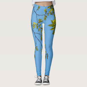 schöner Zweig mit grünen und gelben Blätter umarme Leggings