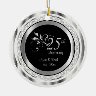 Schönes 25. Hochzeitstag Keramikornament