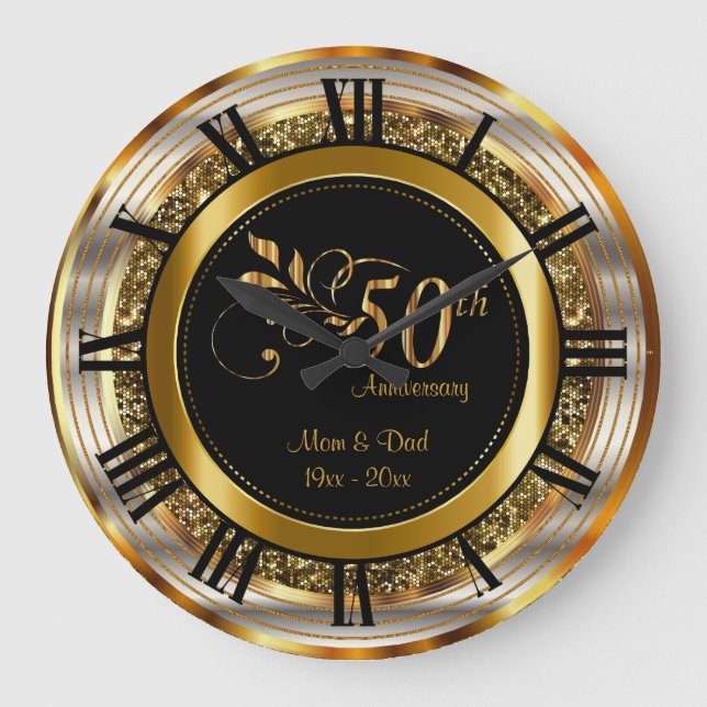 Schönes 50. Goldenes Jubiläum Große Wanduhr (Vorderseite)