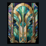 Schönes Abalone Art Deco Poster. Poster<br><div class="desc">Dies ist ein wunderschönes Art Deco Poster mit Farben von Abalone. Ich habe ihm einen sehr kleinen schwarzen Rahmen gegeben. Ich fühle, dass das Schwarze die schönen Farben in diesem Poster hervorhebt. Ein schönes Plakat, das man gerahmt haben könnte. Etwas Anderes in der Art Deco. Das erinnert mich an eine...</div>