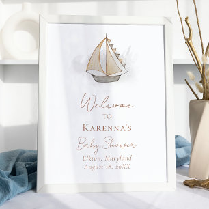 Schönes Adventure White Baby Dusche Willkommen Poster