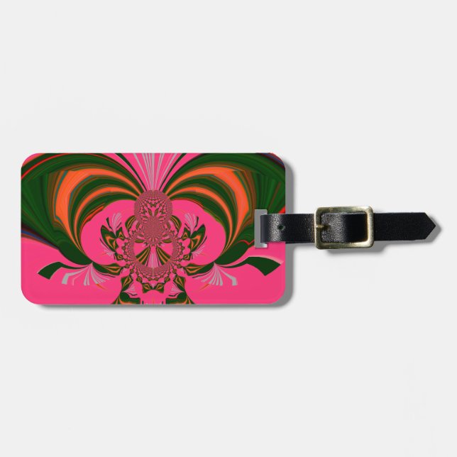 Schönes afrikanisches Hot Pink Rot Golden Green Gepäckanhänger (Vorderseite horizontal)