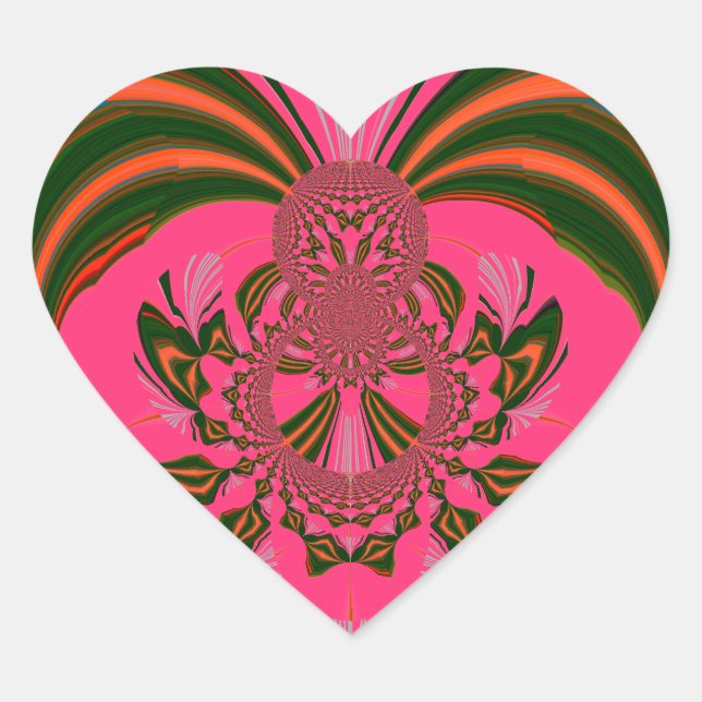 Schönes afrikanisches Hot Pink Rot Golden Green Herz-Aufkleber (Vorderseite)