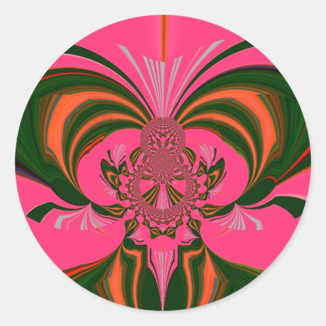 Schönes afrikanisches Hot Pink Rot Golden Green Runder Aufkleber (Vorderseite)