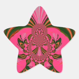 Schönes afrikanisches Hot Pink Rot Golden Green Stern-Aufkleber