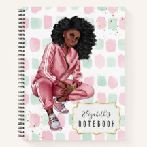 Schönes afro-amerikanisches Pink-School-Notebook