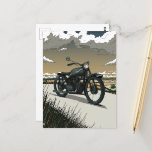 Schönes altes Vintage-Motorrad Postkarte