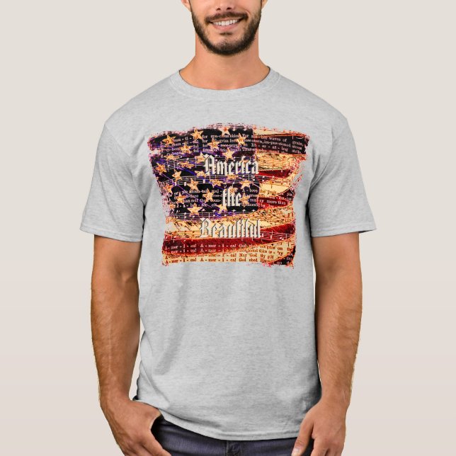 Schönes Amerika, Grau, Patriotischer T - Shirt der (Vorderseite)