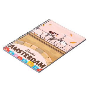 Schönes Amsterdam Fahrrad-Reiseplakat. Notizblock