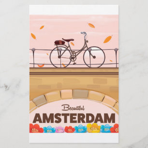 Schönes Amsterdam-Radfahrt-Reiseplakat. Briefpapier