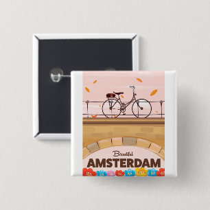 Schönes Amsterdamer Fahrradplakat. Button