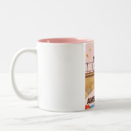 Schönes Amsterdamer Fahrradplakat. Zweifarbige Tasse