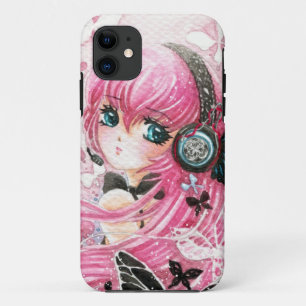 Schönes Animemädchen mit Schmetterlingen iPhone 11 Hülle