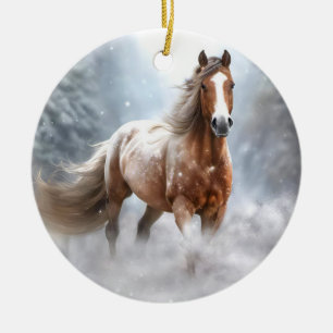 Schönes Appaloosa Pferd im Schnee Weihnachten Keramik Ornament