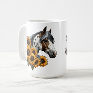 Schönes Appaloosa Pferd mit Sonnenblumen Kaffeetasse