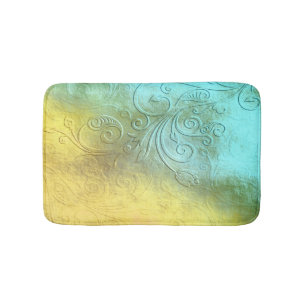 Schönes Aqua und gelbe Badematte