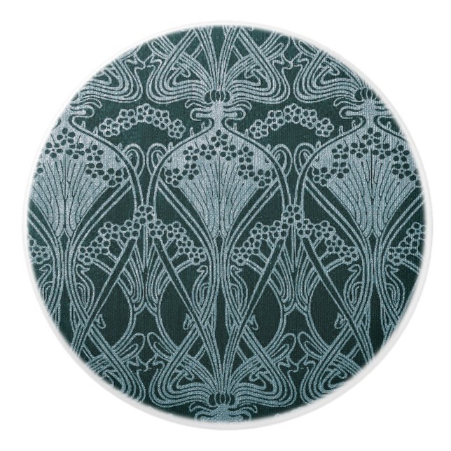 Schönes, aquamarines Jugendstil-Muster, floral,m Keramikknauf (Vorderseite)