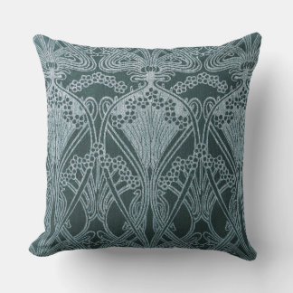 Schönes, aquamarines Jugendstil-Muster, floral,m Kissen