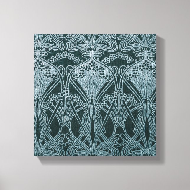 Schönes, aquamarines Jugendstil-Muster, floral,m Leinwanddruck (Vorderseite)