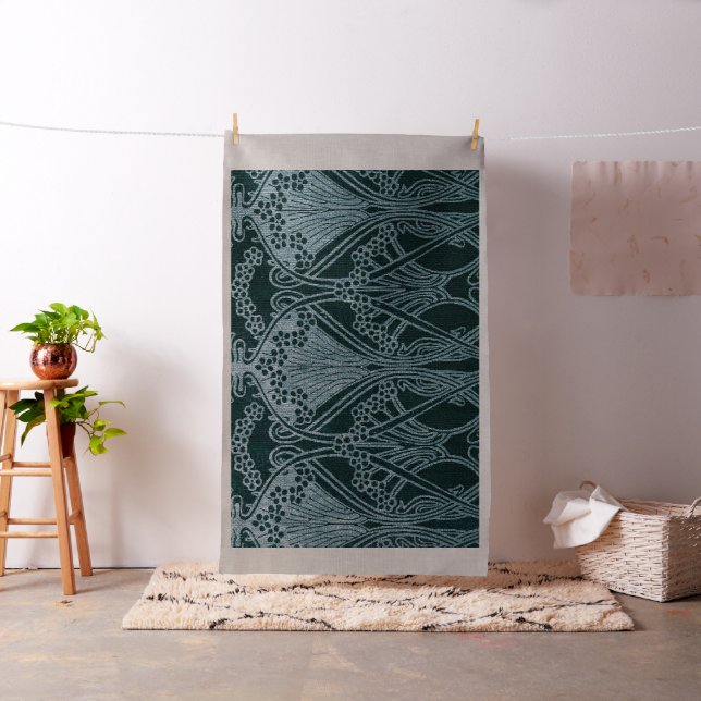 Schönes, aquamarines Jugendstil-Muster, floral,m Stoff (Beispiel)