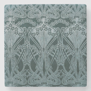 Schönes, aquamarines Silber, Jugendstil-Muster, B Steinuntersetzer